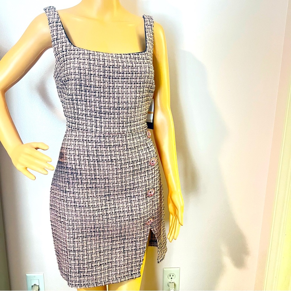 New City Studios Square-Neck Tweed Mini Dress - Picture 6 of 12